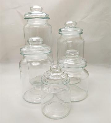 China Sustainable clear glass canister, glass storage jar with glass airtight lid. Food storage containers for sale