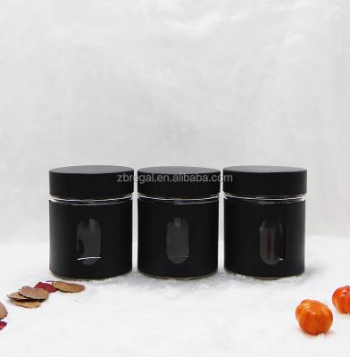 China Sustainable Housewares 350ml Clear Glass Black Window Storage Jars for sale