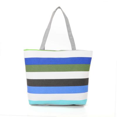 China 2021 Fashion Lady Women's Bag Korean Casual Stripe Shoulder Girls Canvas Bag One Size for sale