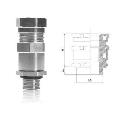 China 304/316 stainless steel single joint cable gland stainless steel cable gland explosion proof M type metal cable gland for PG11 junction box for sale