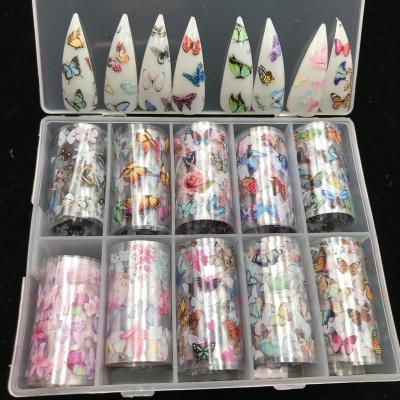 China Nail Art Decoration XueQun 4*100cm Butterfly 2 Brand Logo Foil Designer For Nail Art Decoration Hot Transfer Nail Foil for sale