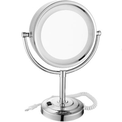 China Kadern Double 8.5 Inch LED Lighted Desk Make Up Mirror With 1x / 3xmagnification for sale