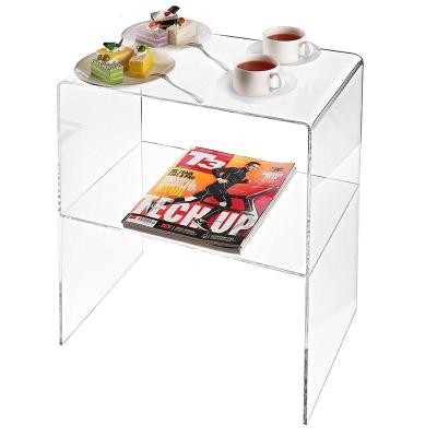 China Minimalist Custom Acrylic Square Bent Living Room Furniture Clear Nightstand Plexiglass End Table Coffee Table Square for sale