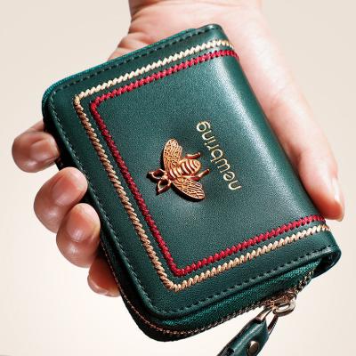 China Simple Card Wallet Women Card Holder With RFID Blocking Zipper Bank ID Credit Card Wallet For Women Men for sale