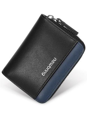 China Anti-theft Zipper Wallet Genuine Leather Men's Card Holder for sale