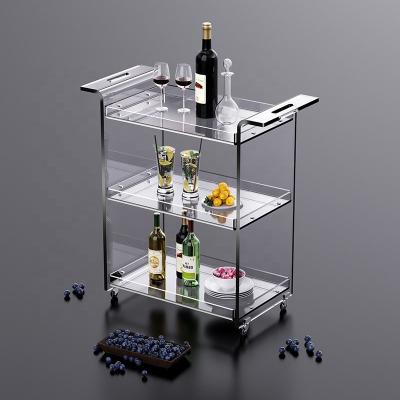 China Home Modern Minimalist Serving Trolley Fashion Hotel Liquor Trolley Acrylic Detachable Trolley Rack for sale