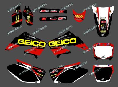 China PVC TEAM GRAPHICS & BACKGROUNDS Kits (0015 GEICO) FOR HONDA CR125 CR250 2002 2003 2004 2005 2006 2007 2008 2009 2010 2011 2012 for sale