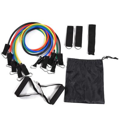 China 30LB TPE 11 Pcs Resistance Band Set Tube Workout Bands Bodybuilt for sale