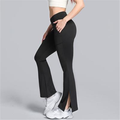 China Low Rise Flare Leg Yoga Pants Custom Logo for sale