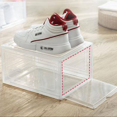 China Durable Thickened pp transparent shoebox drawer-type storage box, shoebox indoor flip-top ultra-transparent folding shoebox wholesale for sale