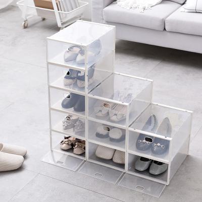 China Durable Simple plastic flip-top combination shoe cabinet home dormitory magnetic non-acrylic transparent shoe box wholesale for sale