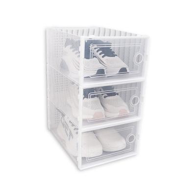 China Durable Amazon transparent side open magnetic shoe box, basketball shoes acrylic display dust collection box, red shoes cabinet wall for sale