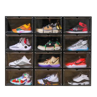 China Durable Magnetic high-top home basketball storage box dust-proof plastic transparent storage box acrylic display shoe cabinet for sale