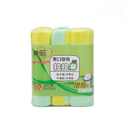 China Kitchen Disposable High Quality Drawstring Bag Degradable Plastic Waste Bags On Roll Waste Bags With Handles for sale