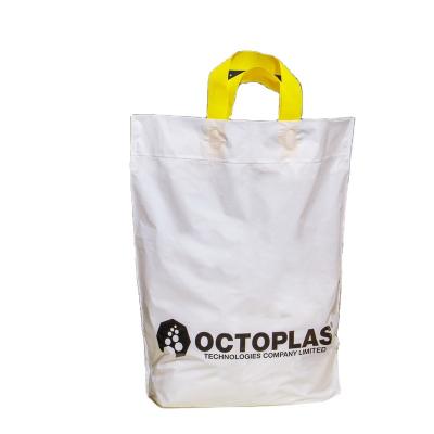 China Hot Selling Safety Good Quality Custom Design Logo Printing Pe Cheap Soft Buckle Handle Plastic Shopping Bag Soft for sale