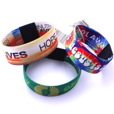 China Waterproof/S50 RFID Customized LOGO Sublimation Active Festival Event Elastic NFC Wristband Polyester Stretch Wristband With QR Code for sale