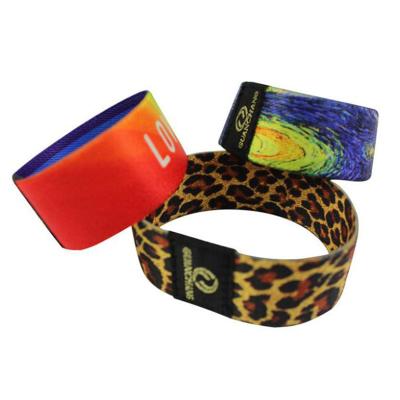 China Waterproof/S50 LOGO Sublimation Active Festival Event Customized NFC Polyester Stretch RFID Wristband Waterproof Elastic Wristband With QR Code for sale