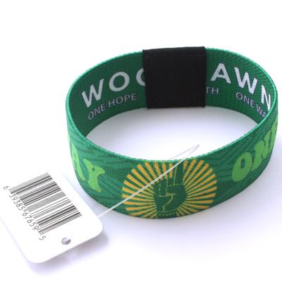 China Waterproof / S50 Customized LOGO Sublimation Active Festival Event NFC Polyester Stretch Wristband RFID Elastic Wristband With QR Code for sale