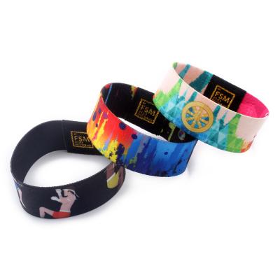 China Customized Waterproof/Waterproof NFC Polyester Stretch Wristband S50 LOGO Sublimation Active Festival Event RFID Elastic Wristband with QR Code for sale