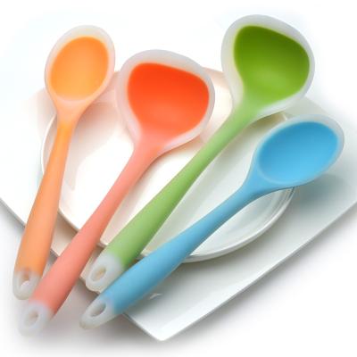 China Food Grade Silicone Rubber OEM Molded Squeeze Colorful High Temperature Resistance Silicone Cookware Handheld Soup Tool Spatula Cooking Set for sale