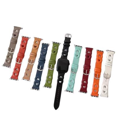 China Apple watches strap waterproof leather watch band suitable for iwatch 1 2 3 4 5 6 se7 representative watch band for sale