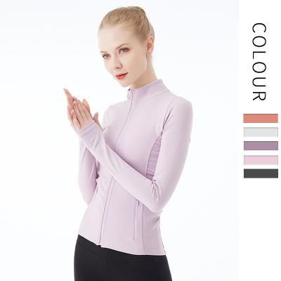 China Logo Yoga Fitness Active Wear Custom Zipper Tops Long Sleeve Casual Yoga Jacket Women Sports Yoga Jacket for sale