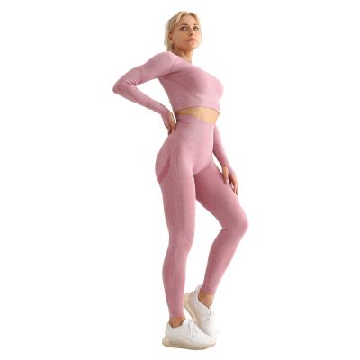 China Wholesale Good Quality Breathable Women Yoga Clothes Set Two Piece Pants And Top Solid Set for sale