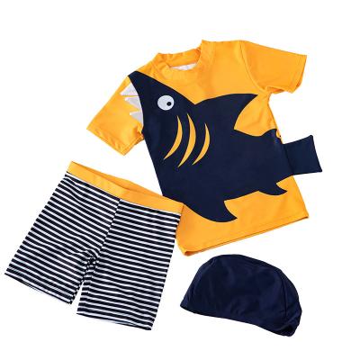 China Hot Selling Breathable Kids Baby Swimwear Boys Shark Sleeve Short Swimwear Set Sunscreen Beachsuit For Summer for sale