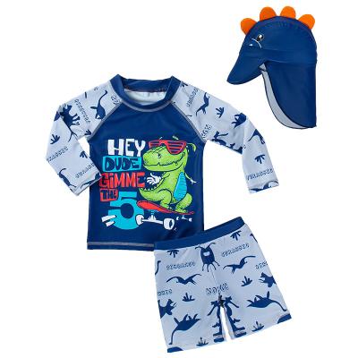 China Breathable Baby Toddler Boys 3-Piece Swimsuit Sun Protection Swimwear Sets With Sun Hat Swimwear Swimwear for sale