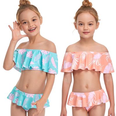 China 2021 New Children's Floral Split Swimsuit Baby Bikini Skirt Breathable Edge Swimsuit for sale