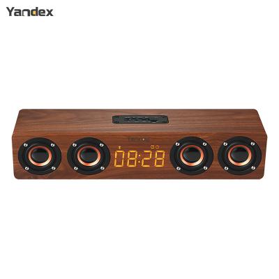 China Digita BT System W8C Stereo Acoustic Wooden Soundbar Music Speaker Dolby Surround Outdoor LED Display Speaker With FM Radio for sale