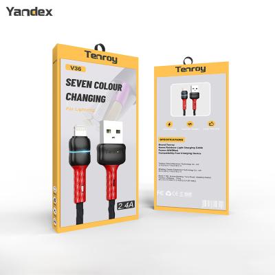 China Mobile Phone Tenroy V36 Phone Charger USB Cable Type C iPhone Fast Charging Data Wire For Mobile Phone for sale