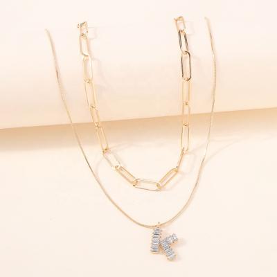 China TRENDY Jewelry Choker Double Layered Gold Alphabet 18k Women's Multi Layered Link Chain Necklaces Flat Back Beads Beauty Gold Cream Loose for sale