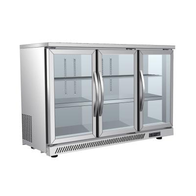 China Double-temperature OEM and ODM factory commercial refrigerator for drinks 3 door upright commercial refrigerator stainless steel display cooler freezers for sale