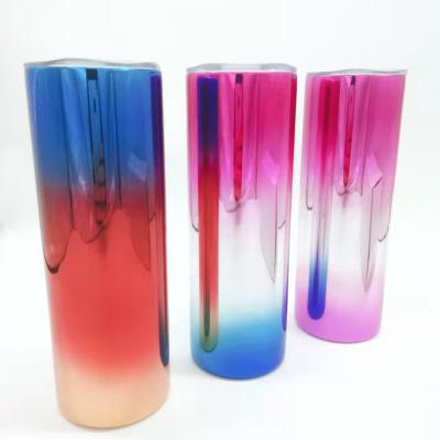 China US Warehouse New Arrival 20oz Wall Stocked Double Electroplate Straight Magic Mirror Tumbler Shiny Mirror Tumblers Sublimation for sale