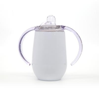 China Disposable Wholesale Stainless Steel 10oz Baby Sippy Cup With Spout Egg Shape Tumbler With Double Handle for sale