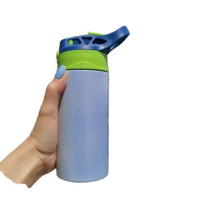 China Wholesale Custom Logo Color Sublimation Sippy Cup Child UV Changing Straight Water Bottle Viable With Flip Lid for sale