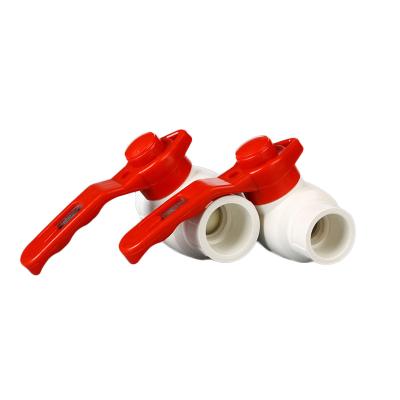 China Two General High Quality Dark Gray Plastic Ball Valve PVC Pieces With Red Handle With Thread 1/2