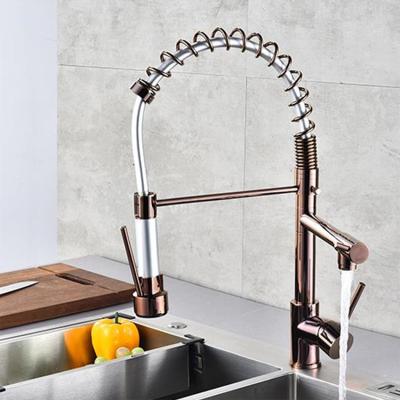 China Sense Faucets China Factory Deck Mount Brushed Nickel Copper Silver Gold Black Spring Kitchen Faucet for sale