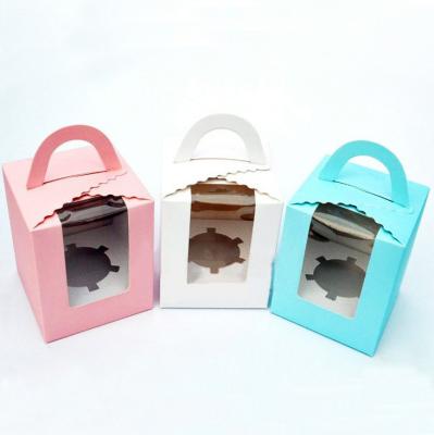 China Recycled Materials Paper Packaging Cup Takeout Cake Boxes With Window for sale