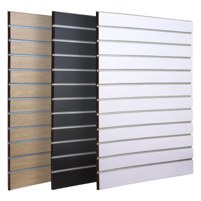 China Moisture proof melamine slatwall MDF, PVC MDF slatwall, Slotted MDF with aluminum strips for sale