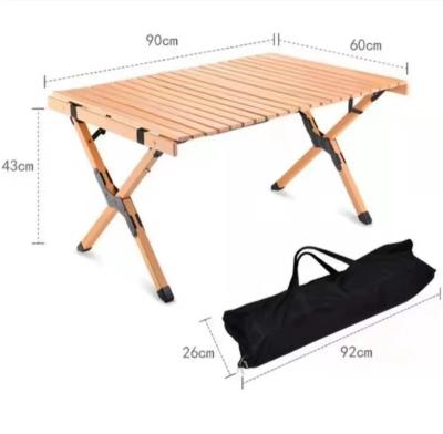 China Outdoor BBQ Picnic Egg Roll Table Camping Solid Wood Removable Installation Folding 90cm Portable Folding Table for sale