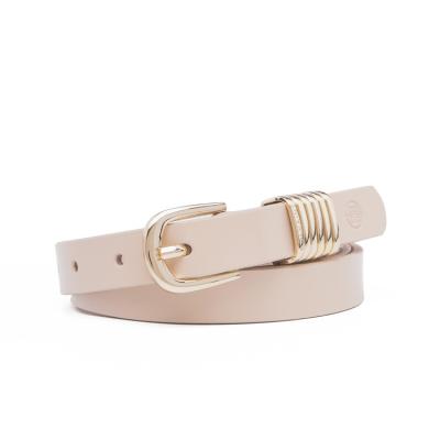 China Wholesale Custom Women's Genuine Leather Belt Genuine Leather Belt Beige for sale