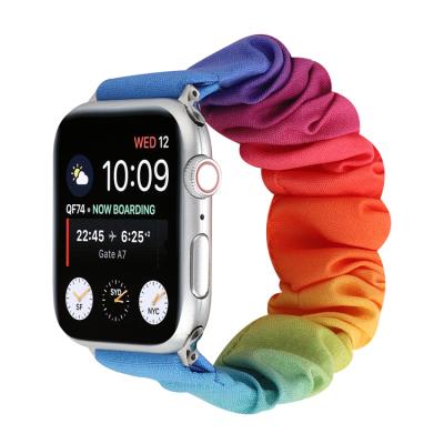 China Vintage 90s Style Strap 2020 Designer Vintage Rainbow Scrunchies Strap New For Apple Watch SE Series 6 5 Band Strap Smart Watch Accessories for sale