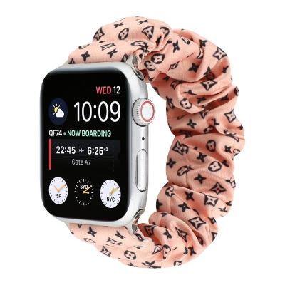 China With 2021 Customized Matching Bow Knot Headband Women Factory Women Girls Scrunchie Girl Elastic Watch Bands New For Apple Watch Strap 44 40 38 42mm Scrunchies Strap for sale