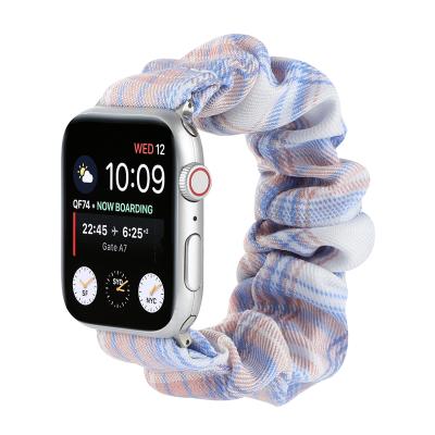 China New JK Headband Style Scrunchies Headband Cotton Girl Matching Strap Set For Applewatch 7 6 5 4 3 Meets Women Girls 44 40 38 42mm Grid Strap for sale