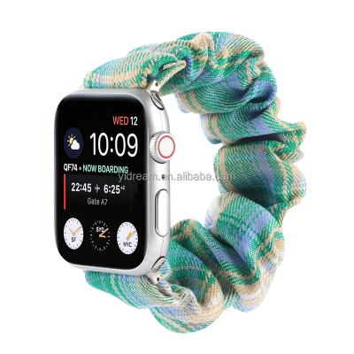 China Hot Sale Japan JK Style Grid Scrunchies Hairband Cotton Girl Matching Strap Headband Set For Applewatch 7 6 5 4 3 Women Girls Get Together Wristband for sale