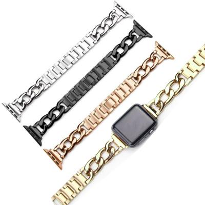 China Luxury Cowboy Single Chain Limited Design Fashion Bracelet For Apple Watch Smart Band 44 40 42 38 Strap Bracelet Women Girl Stainless Steel Bands for sale