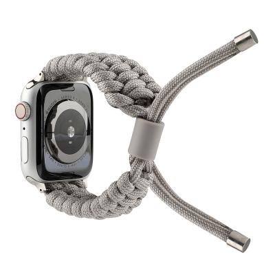 China Can Be A New Tool Men Outdoor Camping Sport Woven Braided Nylon Rope Straps For Apple Watch SE 7 6 5 With Silicone Adjustable Closure For 40 44 41 45MM Band for sale