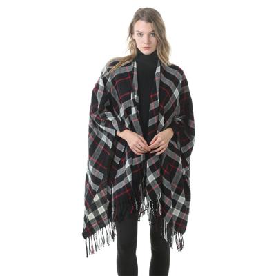 China Modern Fashionable Classical Split Tassel Autumn Winter Thickening Plaid Shawl of European and American Streets for sale